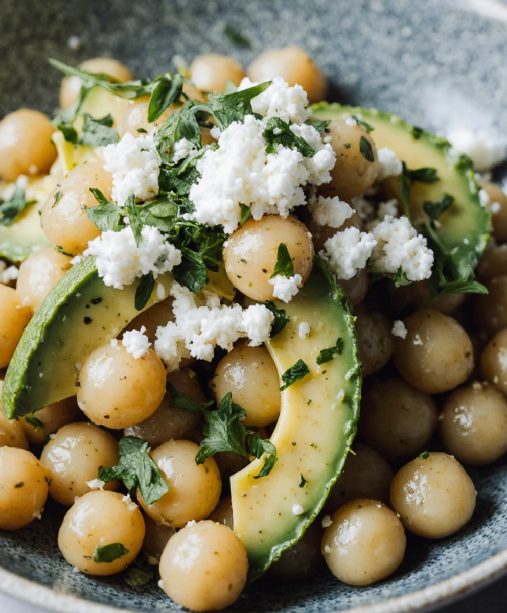 Fresh Chickpea Avocado Salad with Creamy Feta and Zesty Herbs