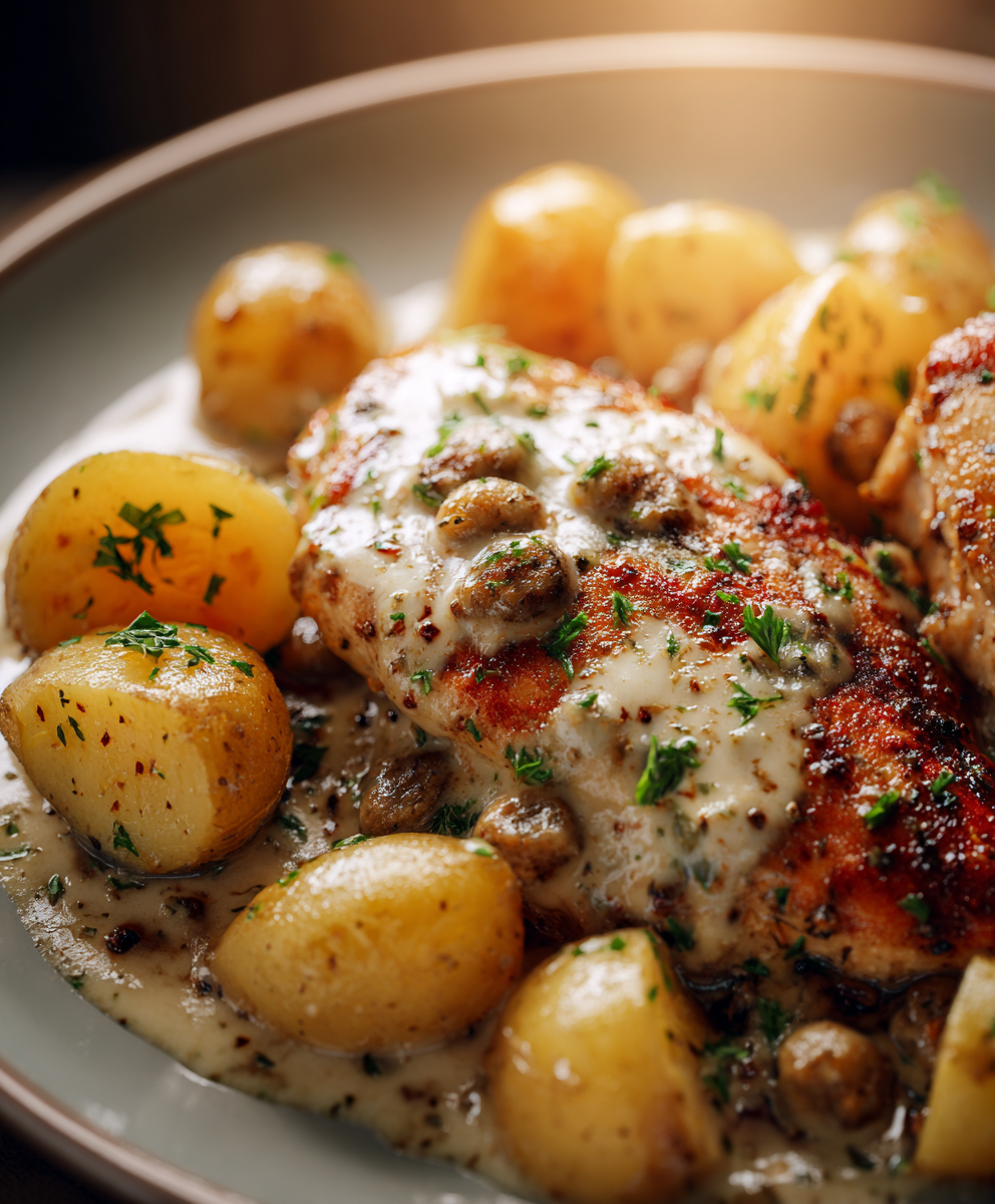 Easy Slow Cooker Chicken with Garlic and Parmesan Recipe with Potatoes